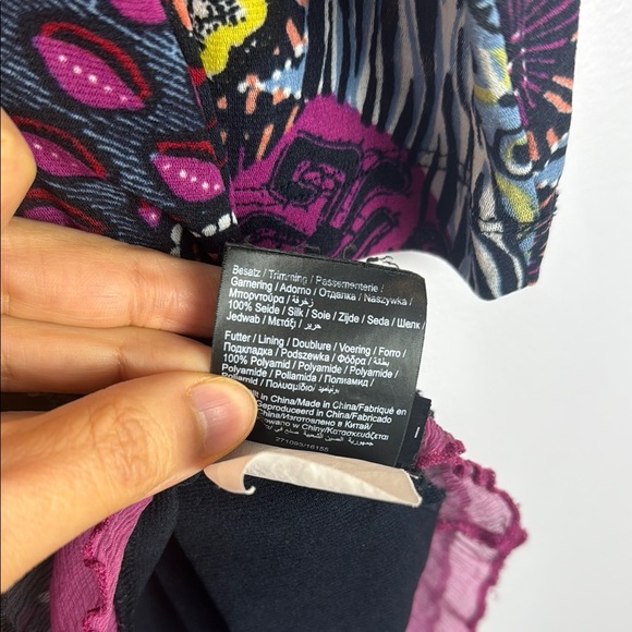 Taifun Multicoloured 3/4 Sleeve Ruffled Hem Graphic Blouse Size 14 - Picture 11 of 12